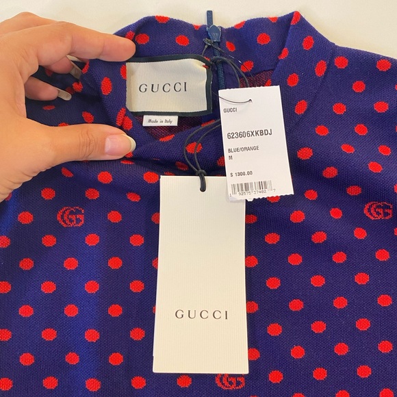 Gucci Top GG Logo & Polka Dot Wool Top Size Medium - Picture 7 of 14